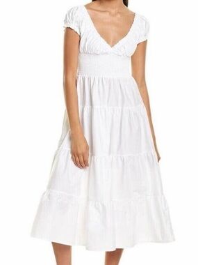 We Wore What White Poplin Midi